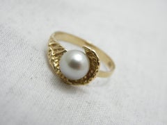 Vintage 14ct Gold Pearl Twist Solitaire Engagement Ring Size K1/2 5.5 585 Purity