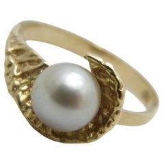 Vintage 14ct Gold Pearl Twist Solitaire Engagement Ring Size K1/2 5.5 585 Purity