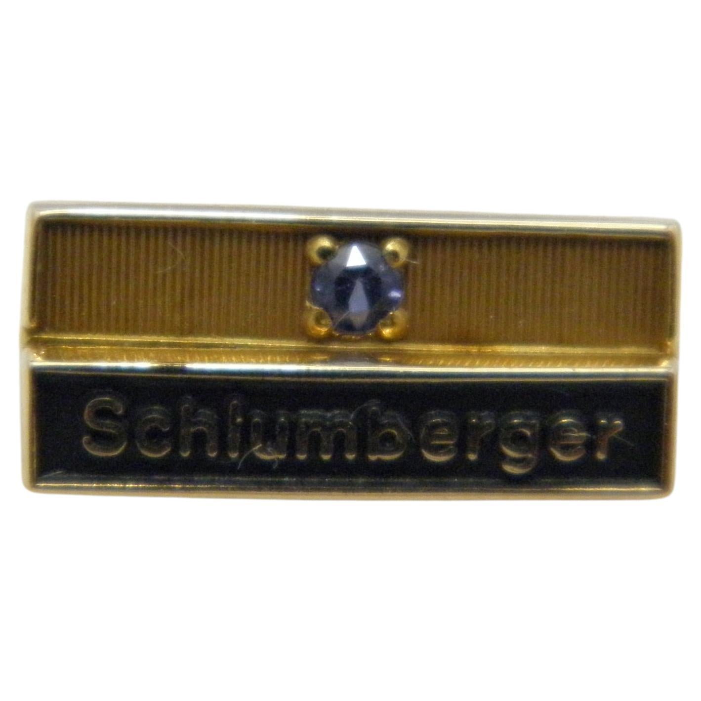 Vintage 14ct Gold Sapphire Schlumberger Brooch Pin c1960s 585 Purity Heavy For Sale