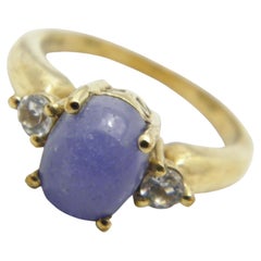 Vintage 14ct Gold Sapphire Tanzanite Trilogy Engagement Ring Size O 7.25 585