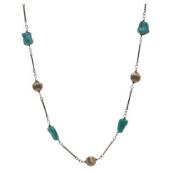 Collana di perline turchesi in oro 14ct vintage