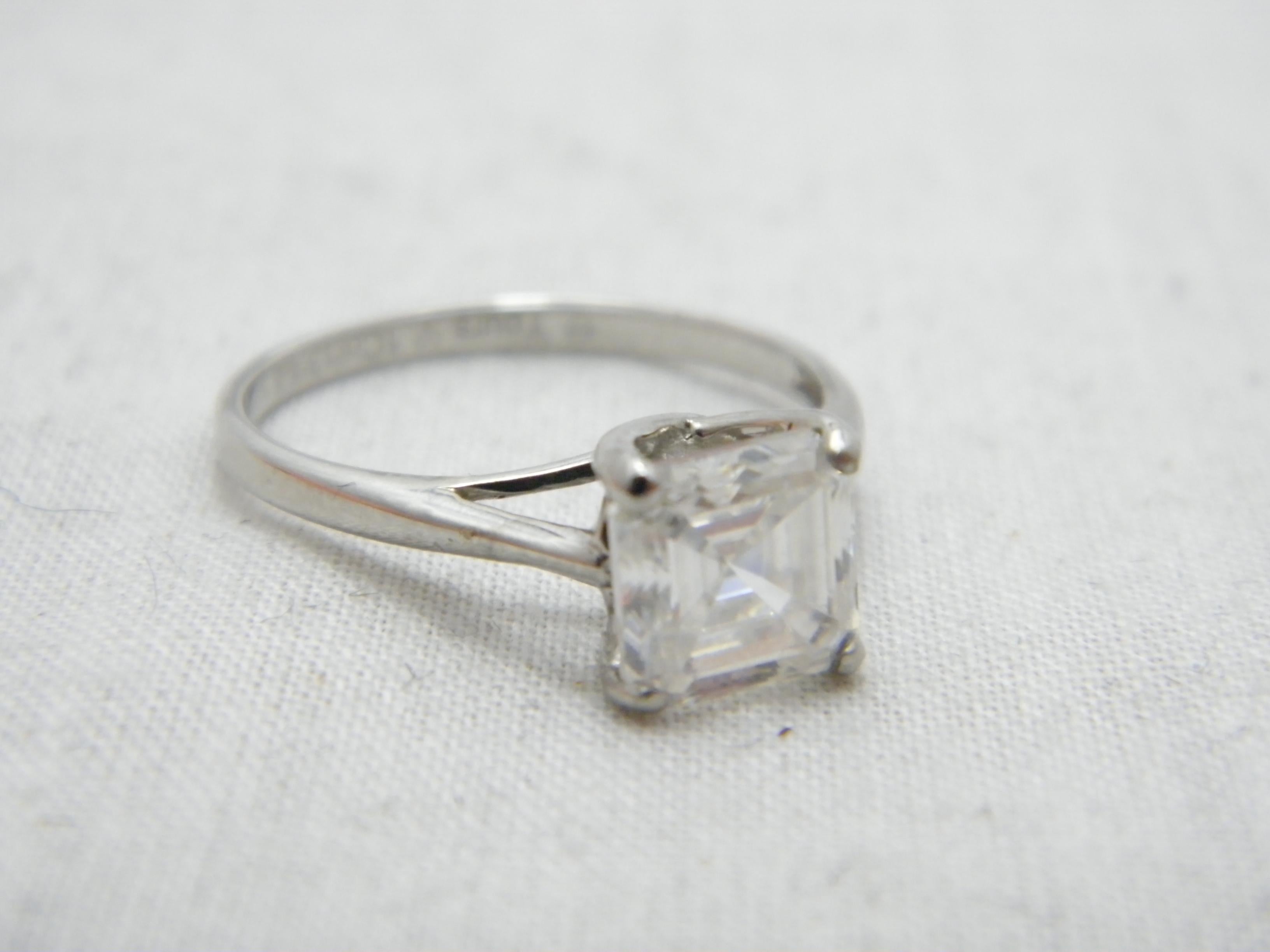 Princess Cut Vintage 14ct White Gold 2.75 Cttw Diamond Solitaire Engagement Ring Size Q 8.25 For Sale