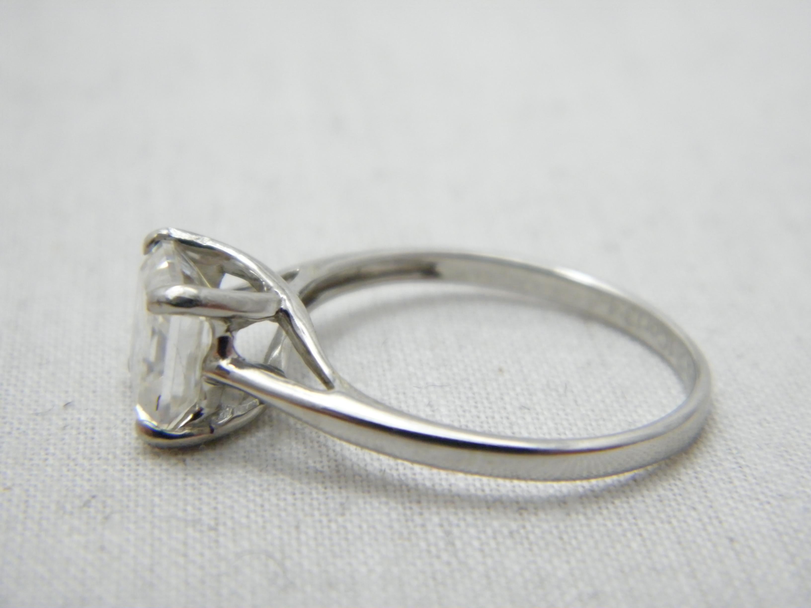 Women's Vintage 14ct White Gold 2.75 Cttw Diamond Solitaire Engagement Ring Size Q 8.25 For Sale