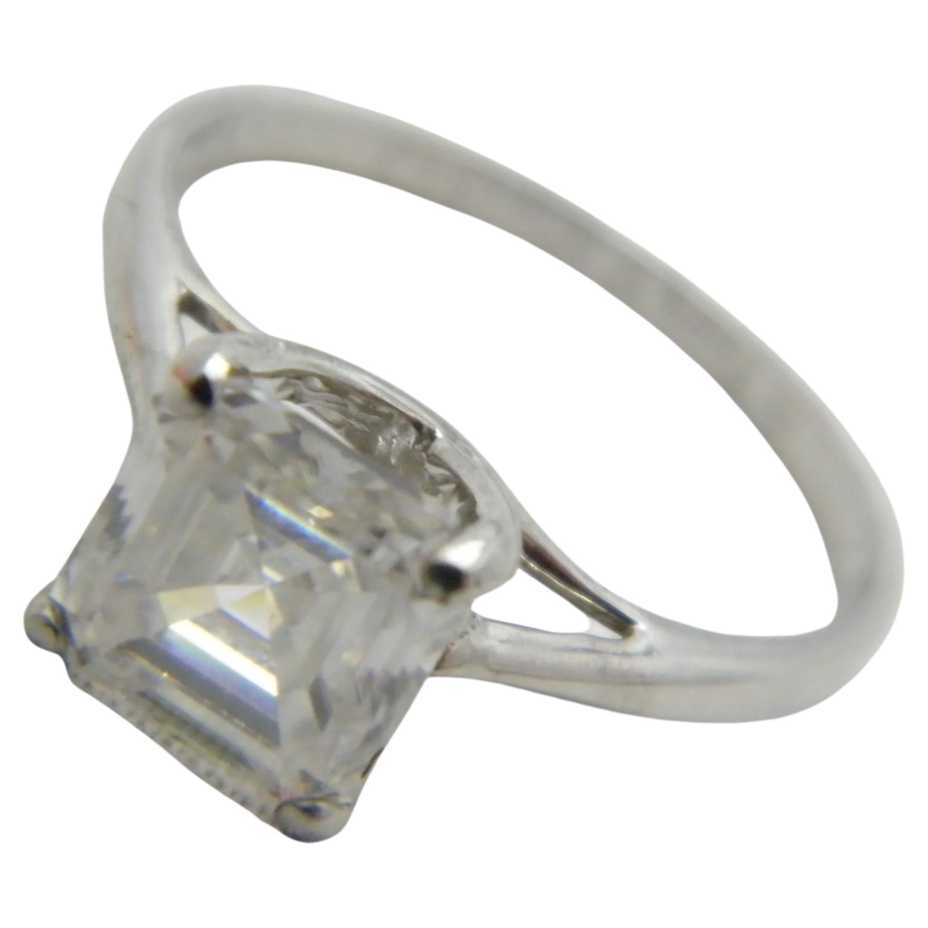 Vintage 14ct White Gold 2.75 Cttw Diamond Solitaire Engagement Ring Size Q 8.25 For Sale