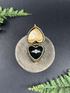 Vintage 14 Karat Weißgold Französisch gestempelt, 3 Stein Diamant , Trilogy-Ring