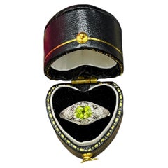 Vintage 14ct White Gold, Peridot and Diamond Ring, Circa 1960s