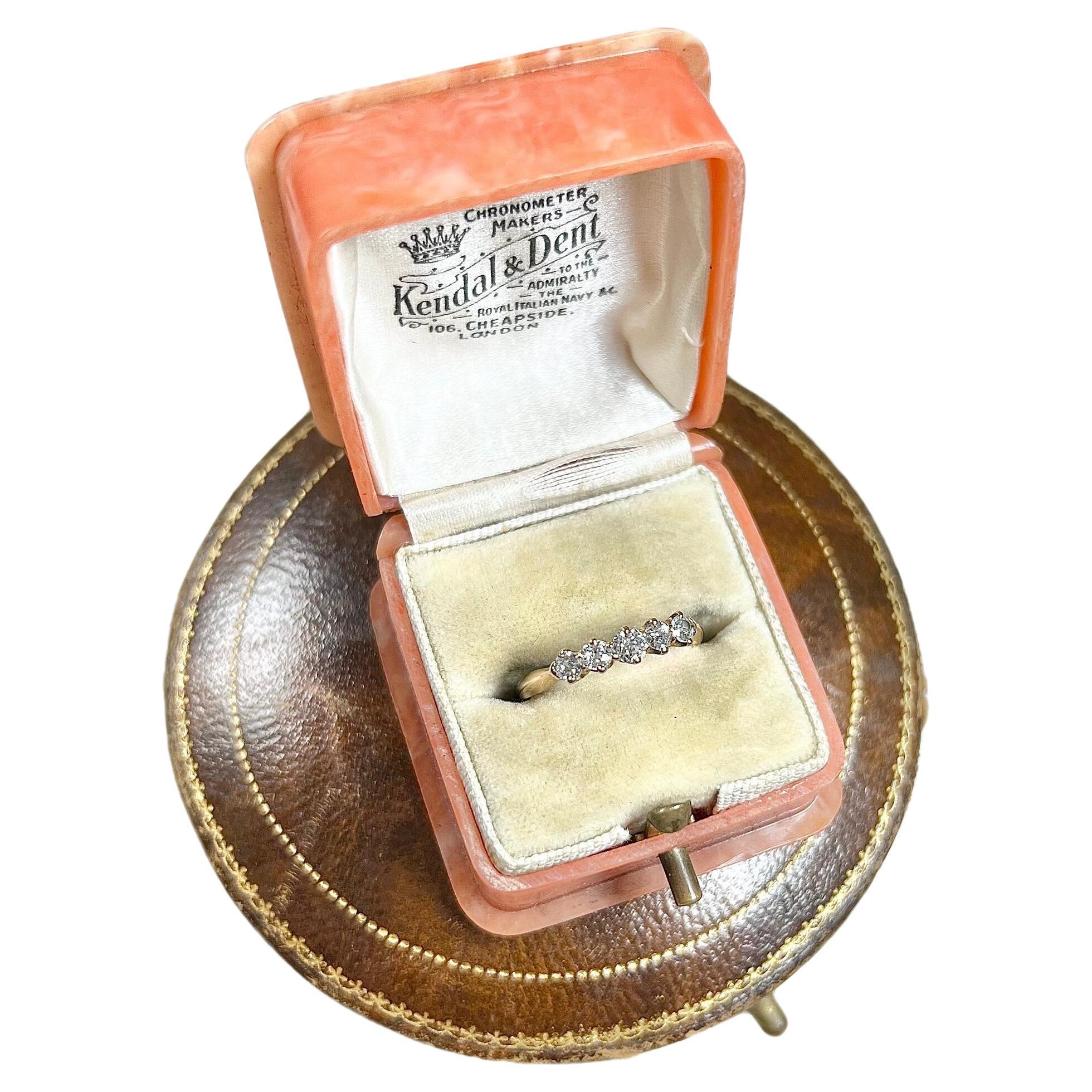 Vintage 14ct Yellow Gold Diamond Five Stone Ring