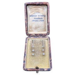Vintage 14ct Gelbgold, Drei Diamanten Tropfen Ohrringe