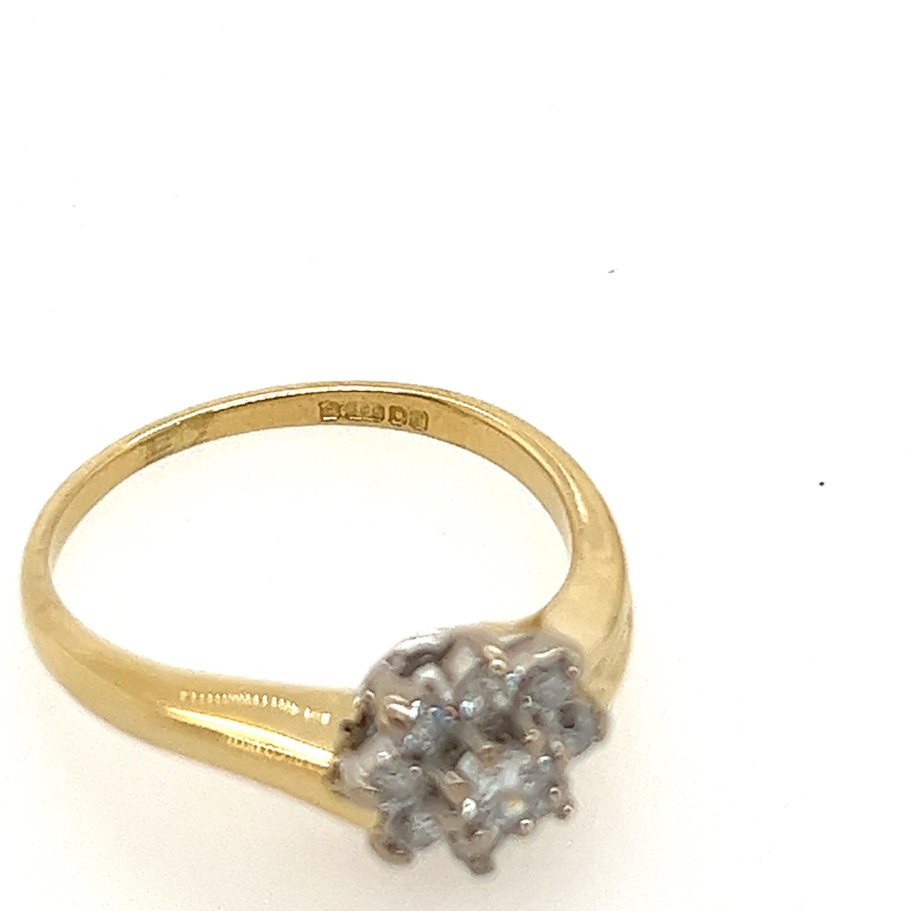 Vintage 14ct Yellow & White Gold Diamond Cluster Ring Set With 1.50ct Diamonds For Sale 1