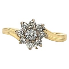 Vintage 14ct Yellow & White Gold Diamond Cluster Ring Set With 1.50ct Diamonds