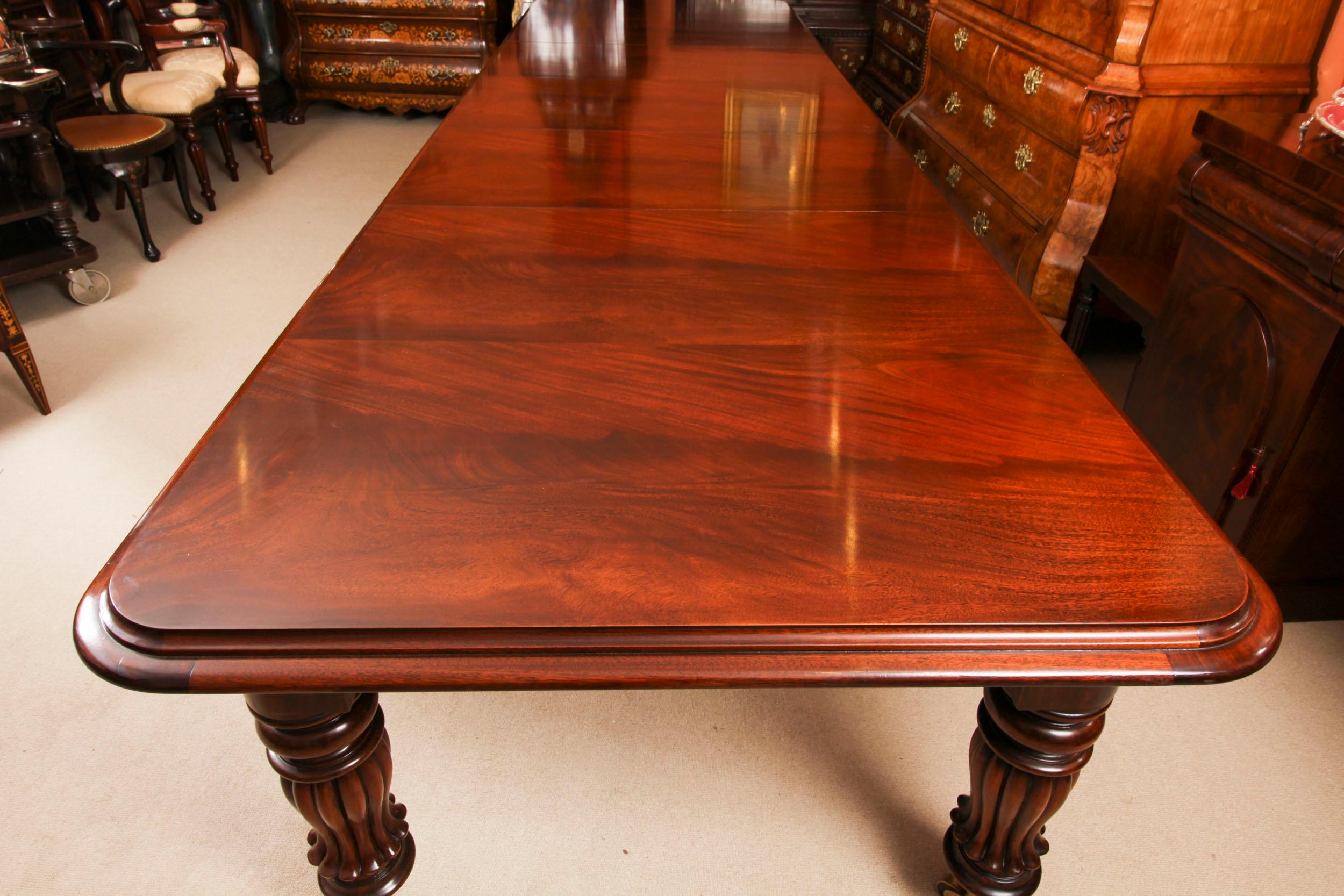 Vintage 14ft Flame Mahogany Dining Conference Table 20th C 9