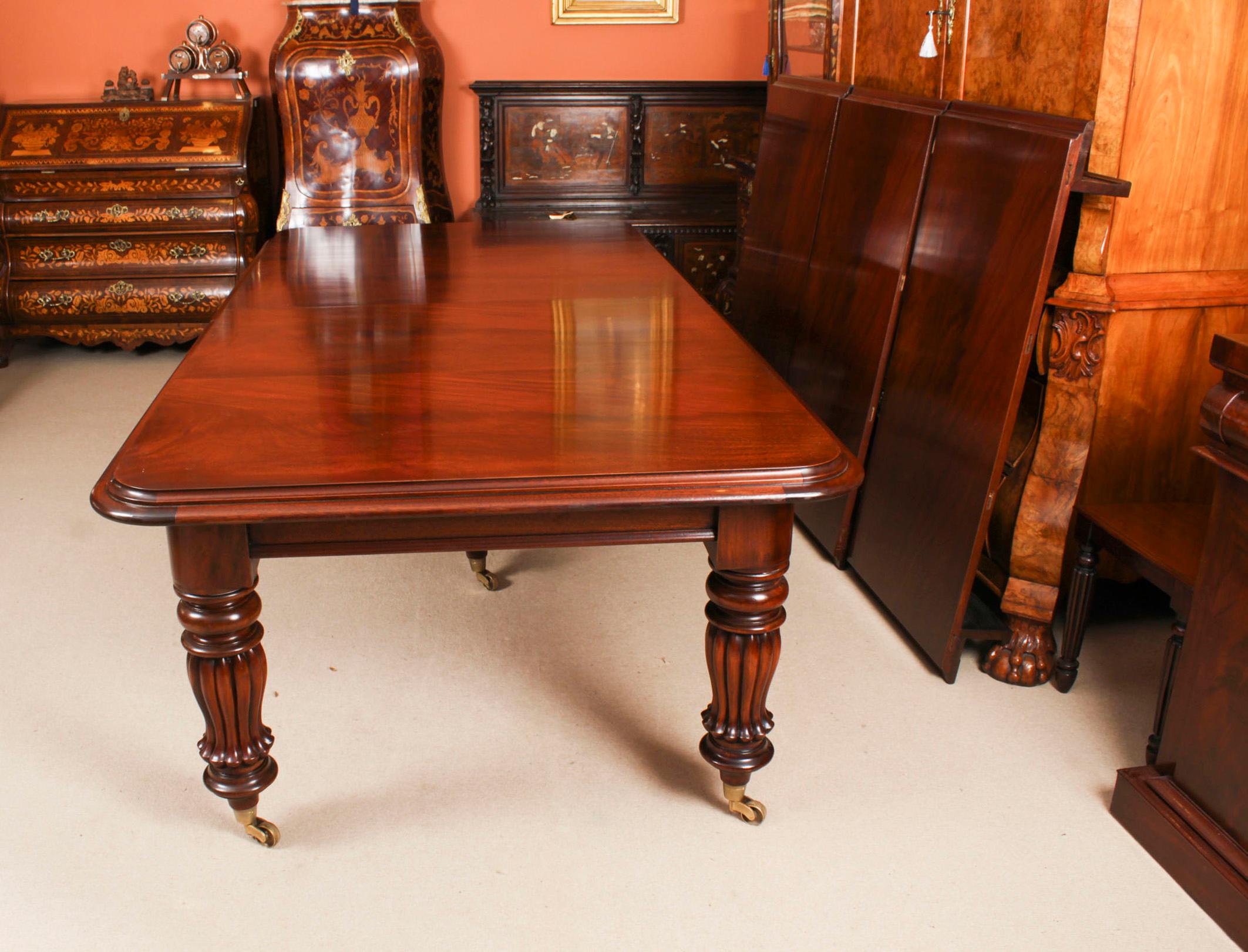 Vintage 14ft Flame Mahogany Dining Conference Table 20th C 3