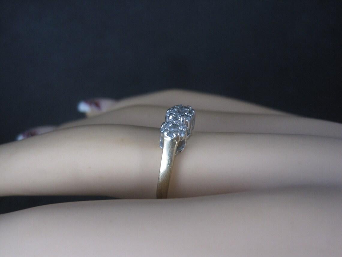 Vintage 14K 1/2 Carat Diamond Cluster Ring Size 8.25 en vente 4