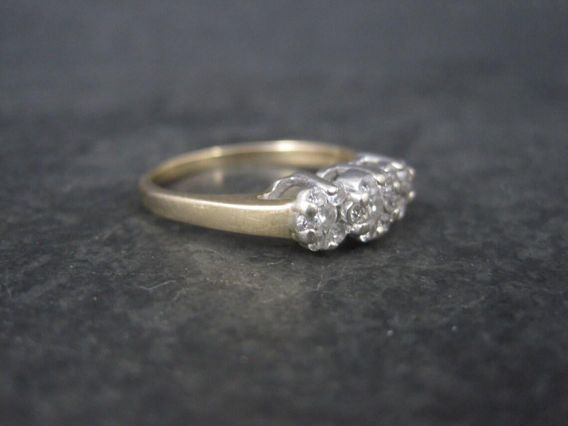 Art déco Vintage 14K 1/2 Carat Diamond Cluster Ring Size 8.25 en vente