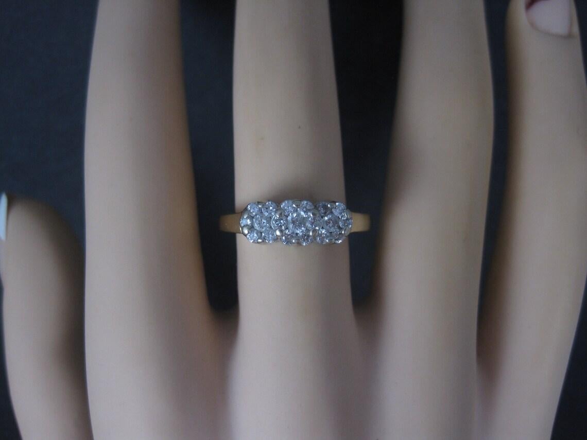 Vintage 14K 1/2 Carat Diamond Cluster Ring Size 8.25 en vente 2