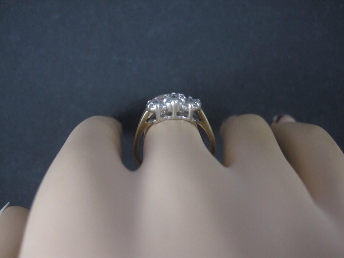 Vintage 14K 1/2 Carat Diamond Cluster Ring Size 8.25 en vente 3