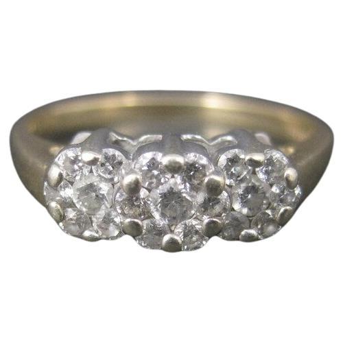 Vintage 14k 1/2 Carat Diamond Cluster Ring For Sale