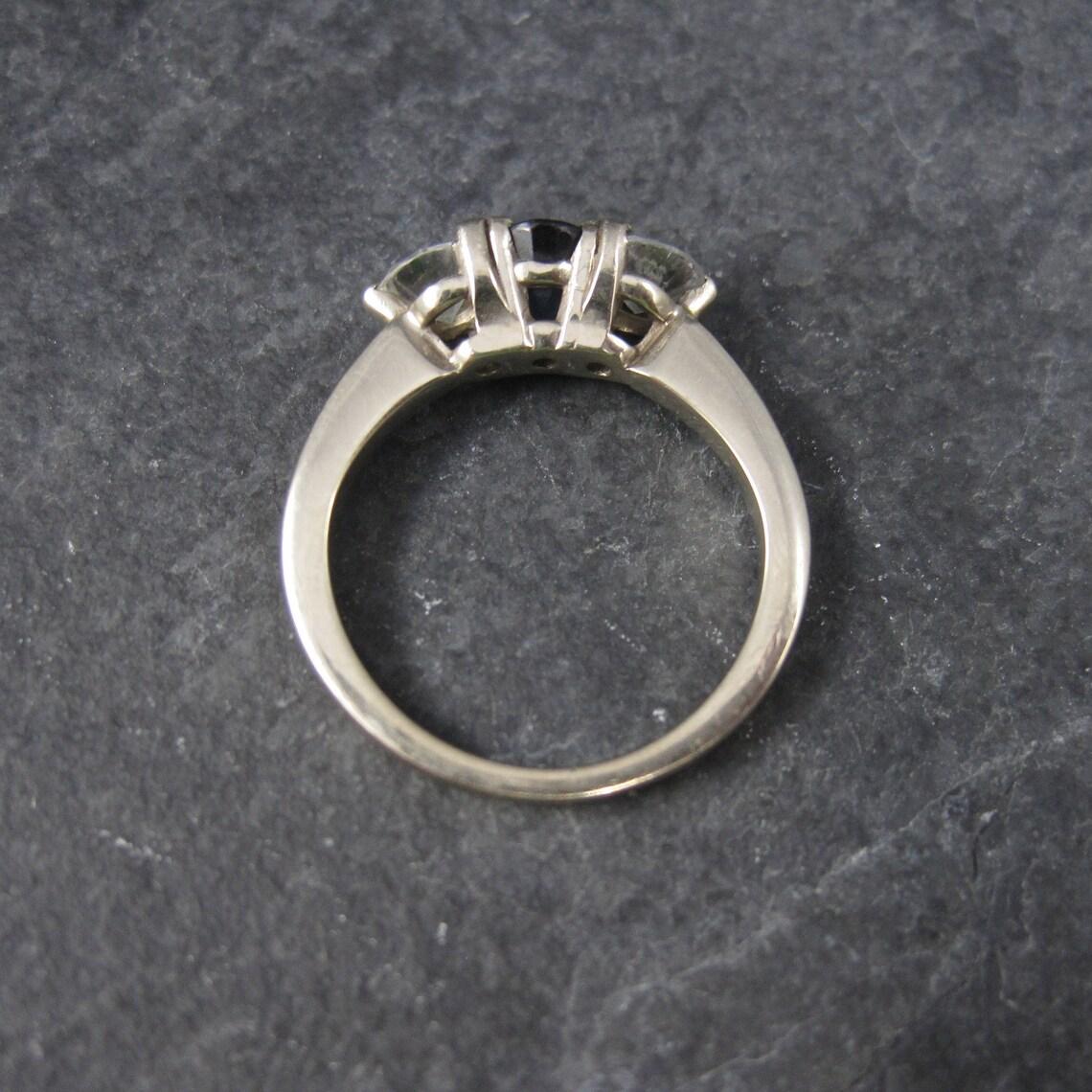 Vintage 14K 1 Karat Diamant-Saphir-Ring Größe 6 Damen im Angebot