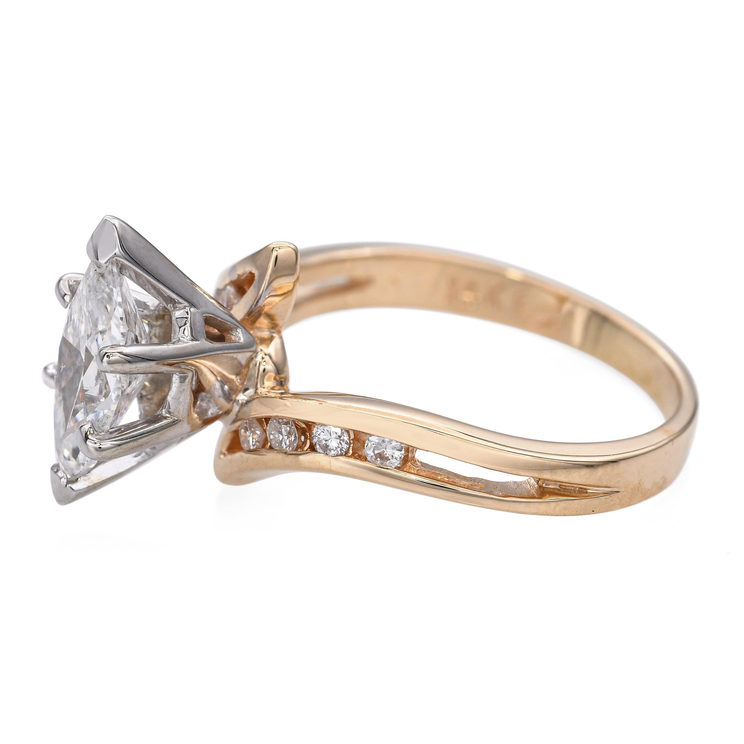 Vintage 14k 1.01tcw Diamant Bypass Verlobungsring im Zustand „Gut“ im Angebot in New York, NY