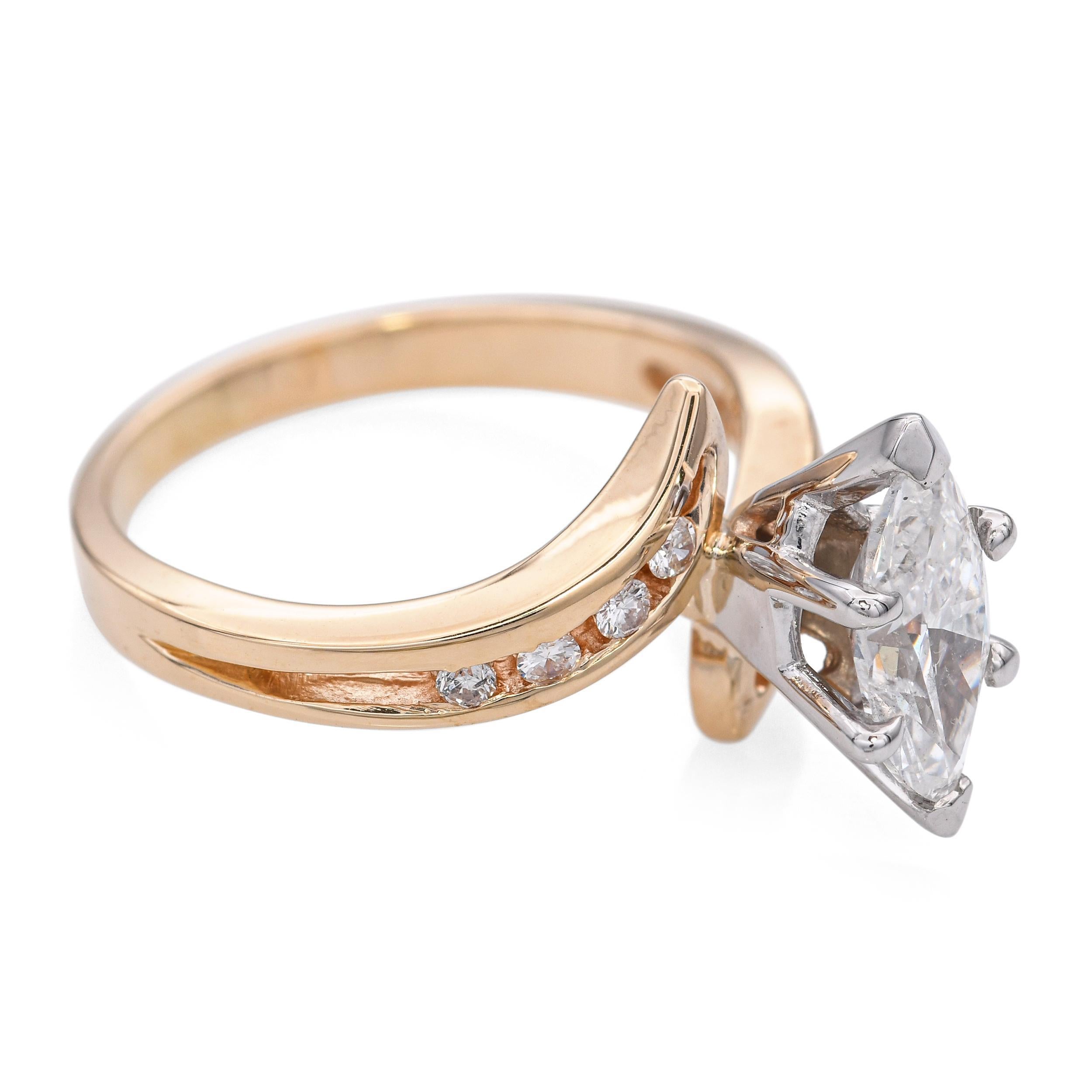 Vintage 14k 1.01tcw Diamant Bypass Verlobungsring im Angebot 1