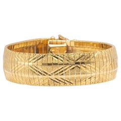 Vintage 14k Yellow Gold 14.5mm Omega Textured Flex Bangle