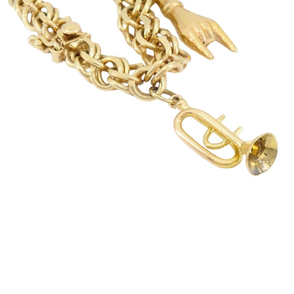 Bracciale charme d'epoca in oro 14k 18k in vendita 4