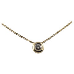 Vintage 14K/18K Yellow Gold Diamond Solitaire Necklace #14934