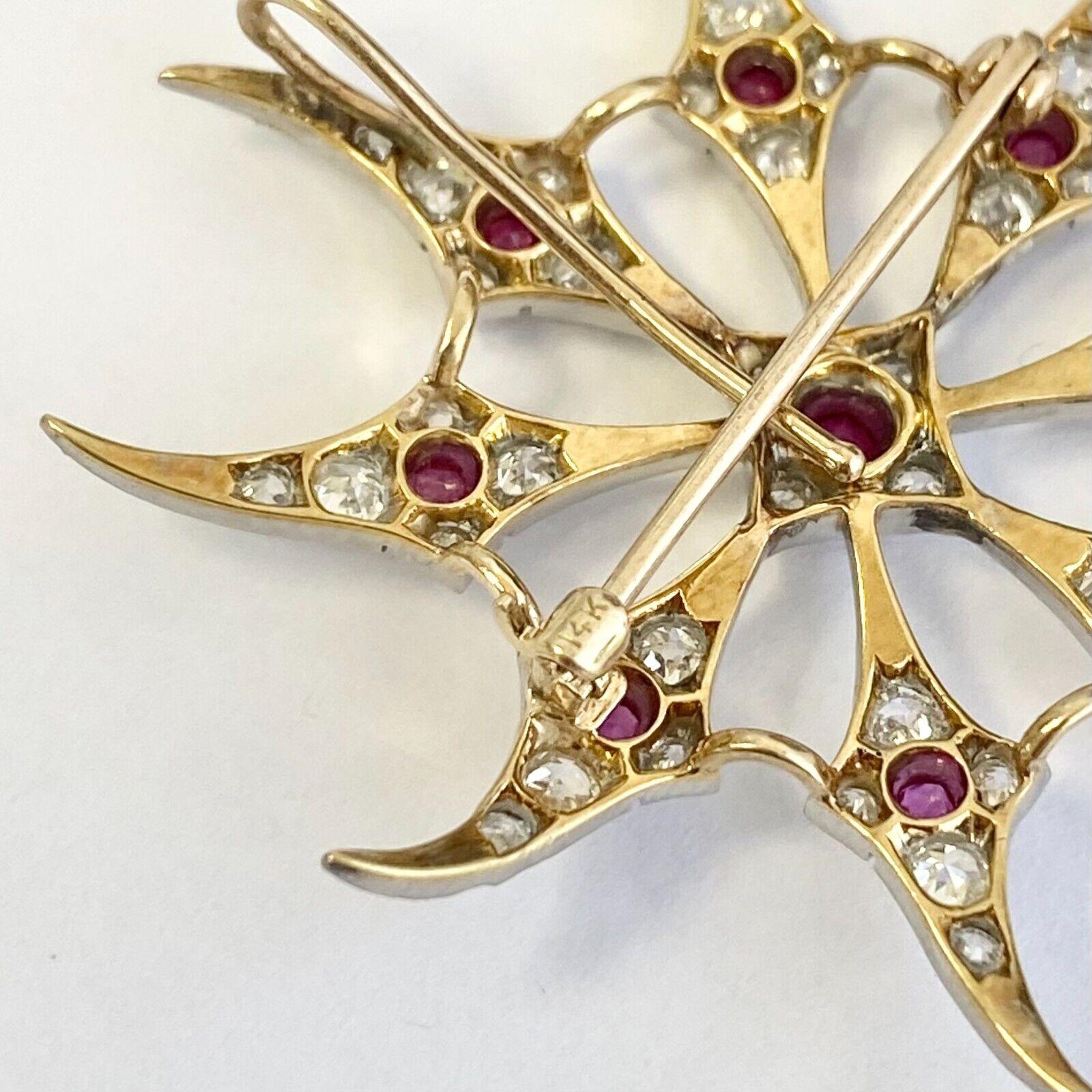 Vintage 14k 3 Tone Gold Diamond and Ruby 
