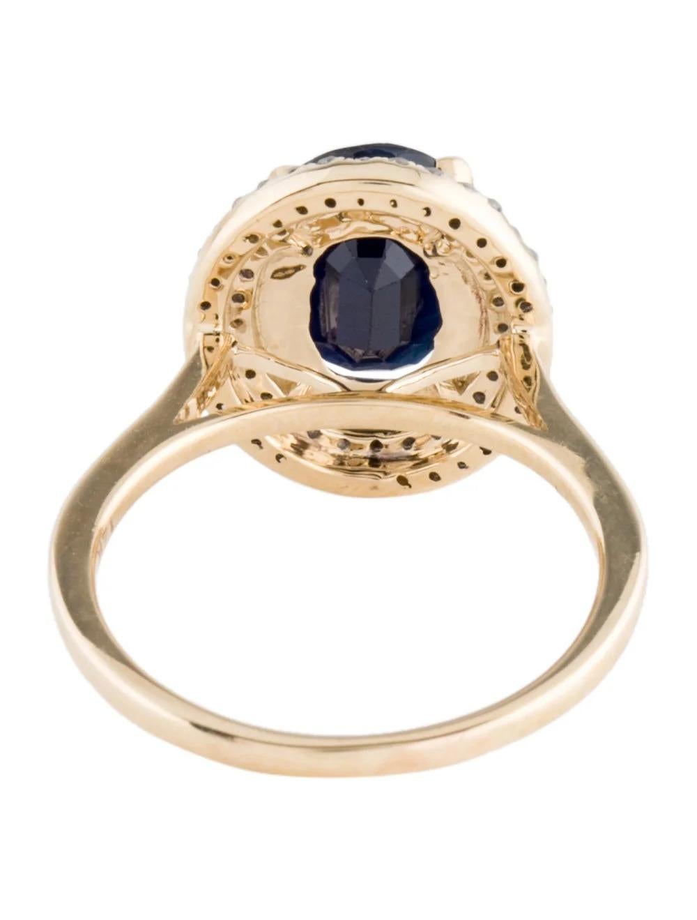 Vintage 14K 3.40ct Sapphire Diamond Halo Cocktail Ring Size 6.25 - Luxury Piece In New Condition For Sale In Holtsville, NY