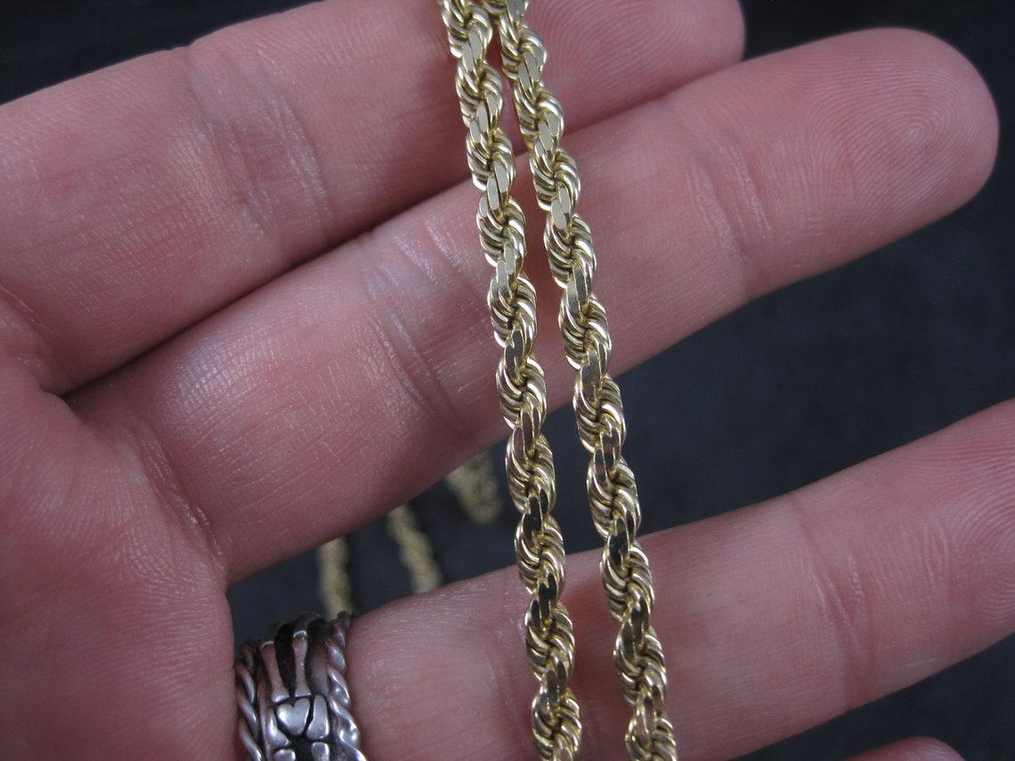 Contemporary Vintage 14K Rope Chain Necklace 29 inches  For Sale