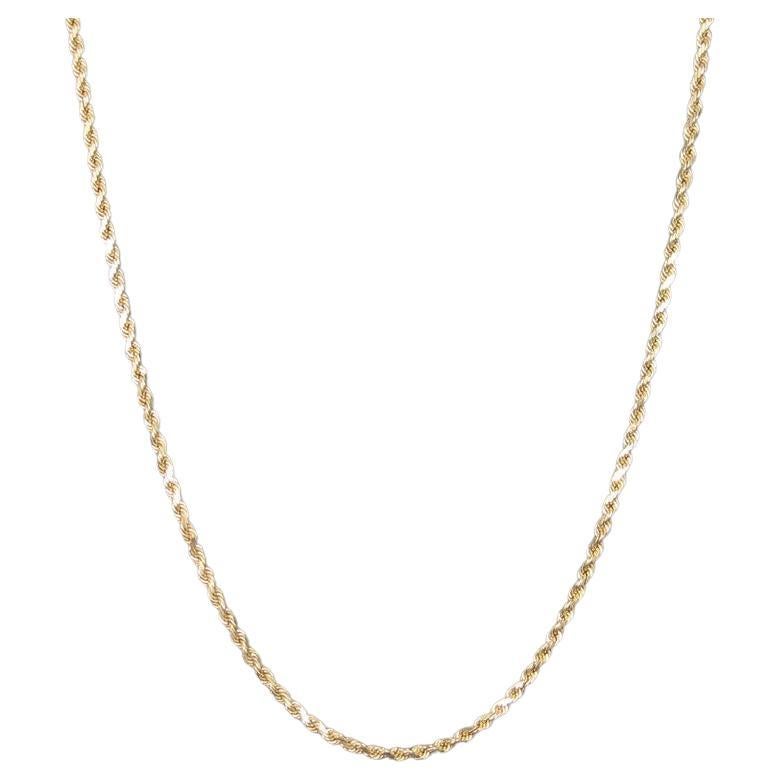 Vintage 14K Rope Chain Necklace 29 inches For Sale