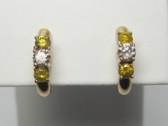 Vintage 14K .70 Ctw Fancy Yellow and White Diamond Earrings