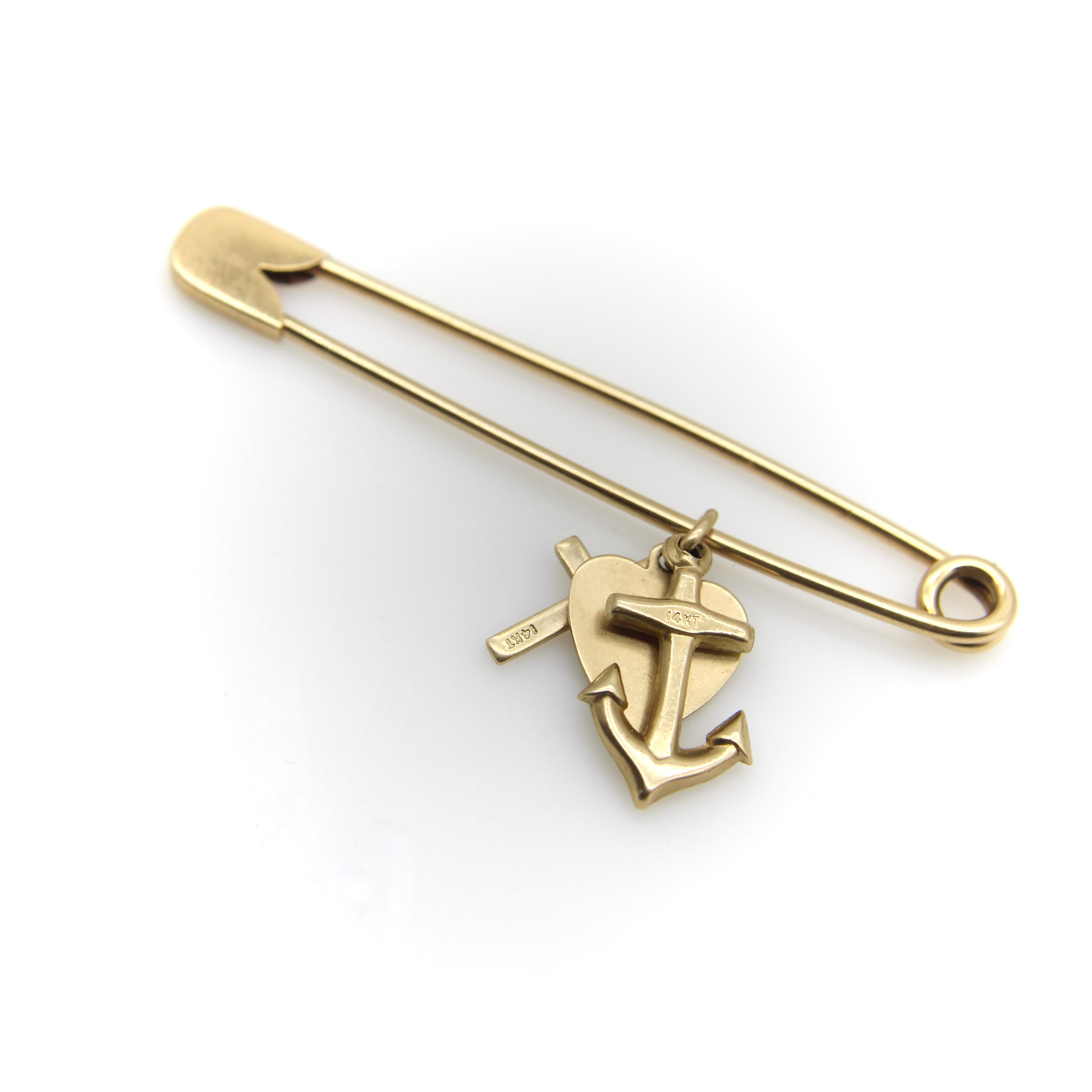 Women's or Men's Vintage 14K Anchor, Heart, and Cross;  Love, Hope, Faith Charm