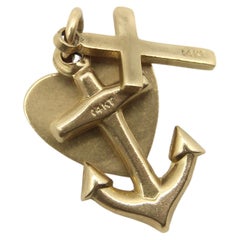Vintage 14K Anchor, Heart, and Cross;  Love, Hope, Faith Charm
