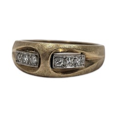 Vintage 14K Art Deco 0.18tcw Diamond Bar Signet Ring