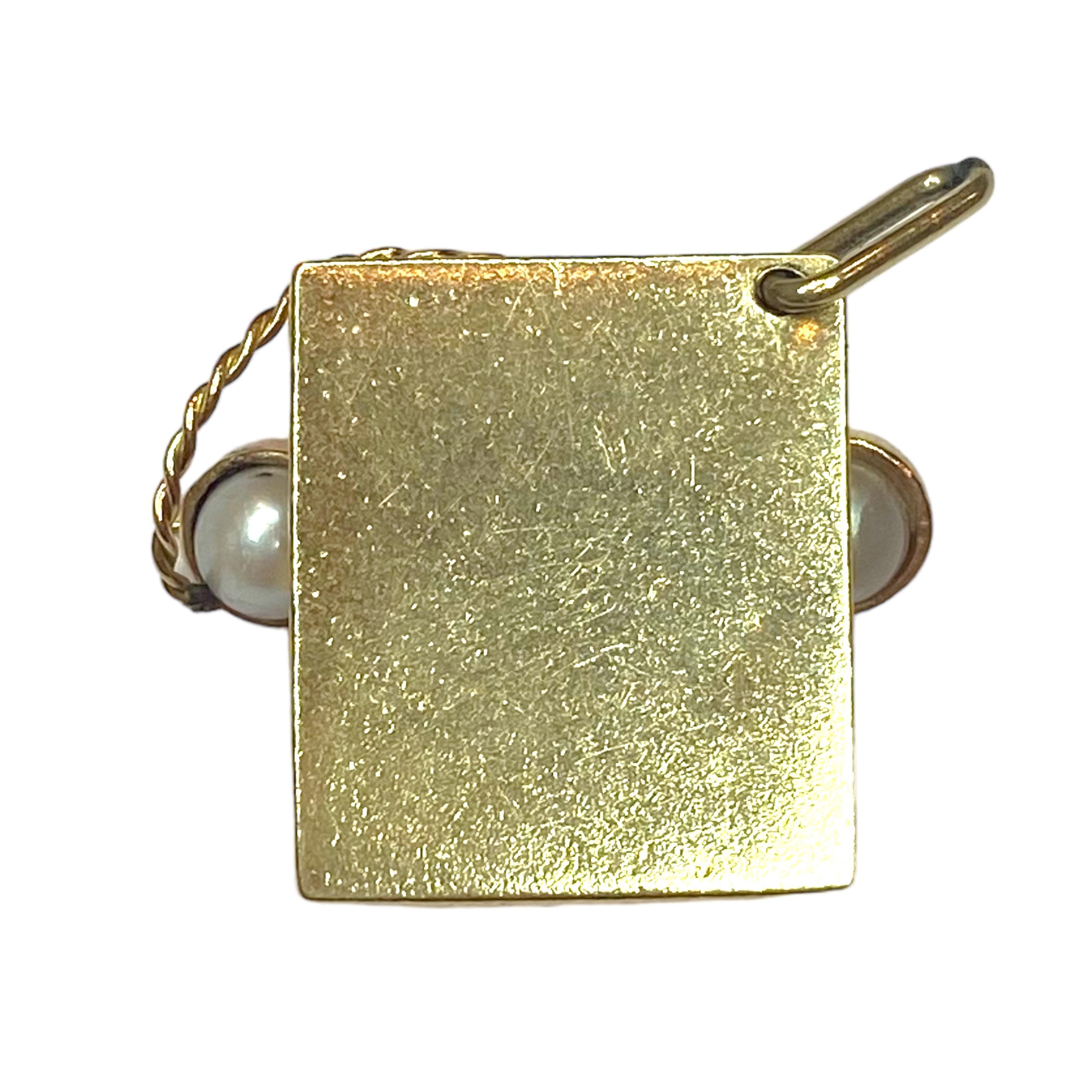 Vintage 14K Articulating Multi Gemstone Phone Charm Pendant 1