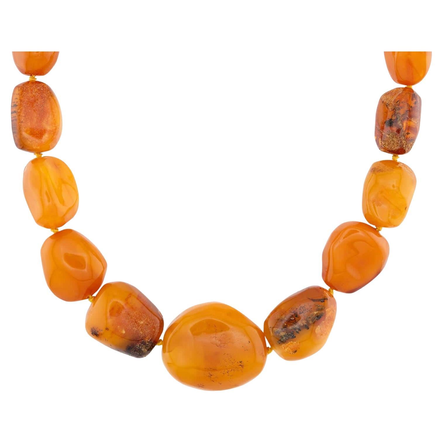 Vintage 14k Baltic Butterscotch Bead Necklace 26"