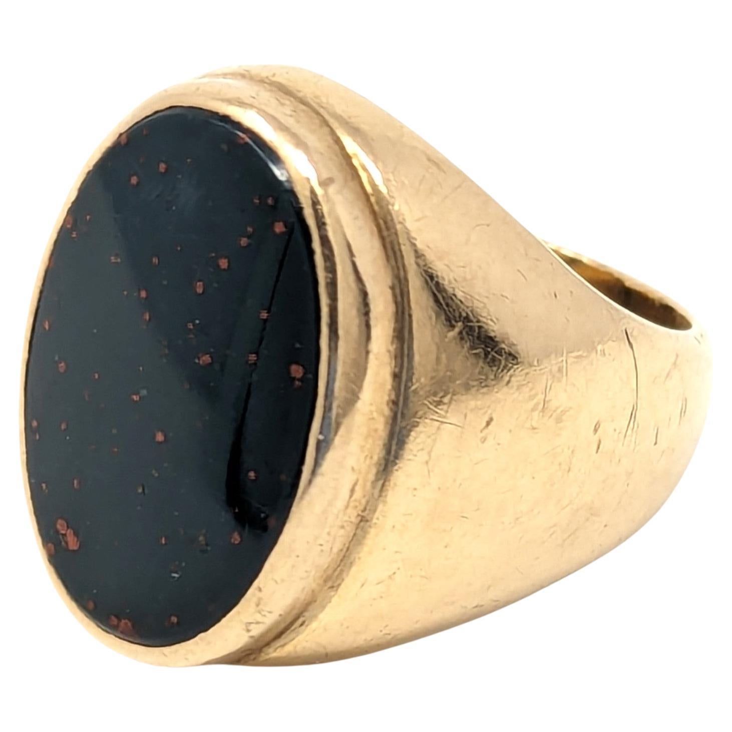 Vintage 14k Bloodstone Ring Signet Mid Century Modernist Ludwig Fessner Size 5.5 For Sale