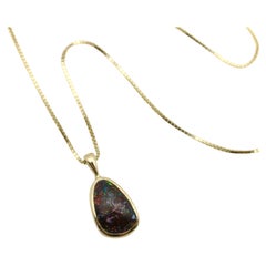 Retro 14K Boulder Opal Pendant with Chain