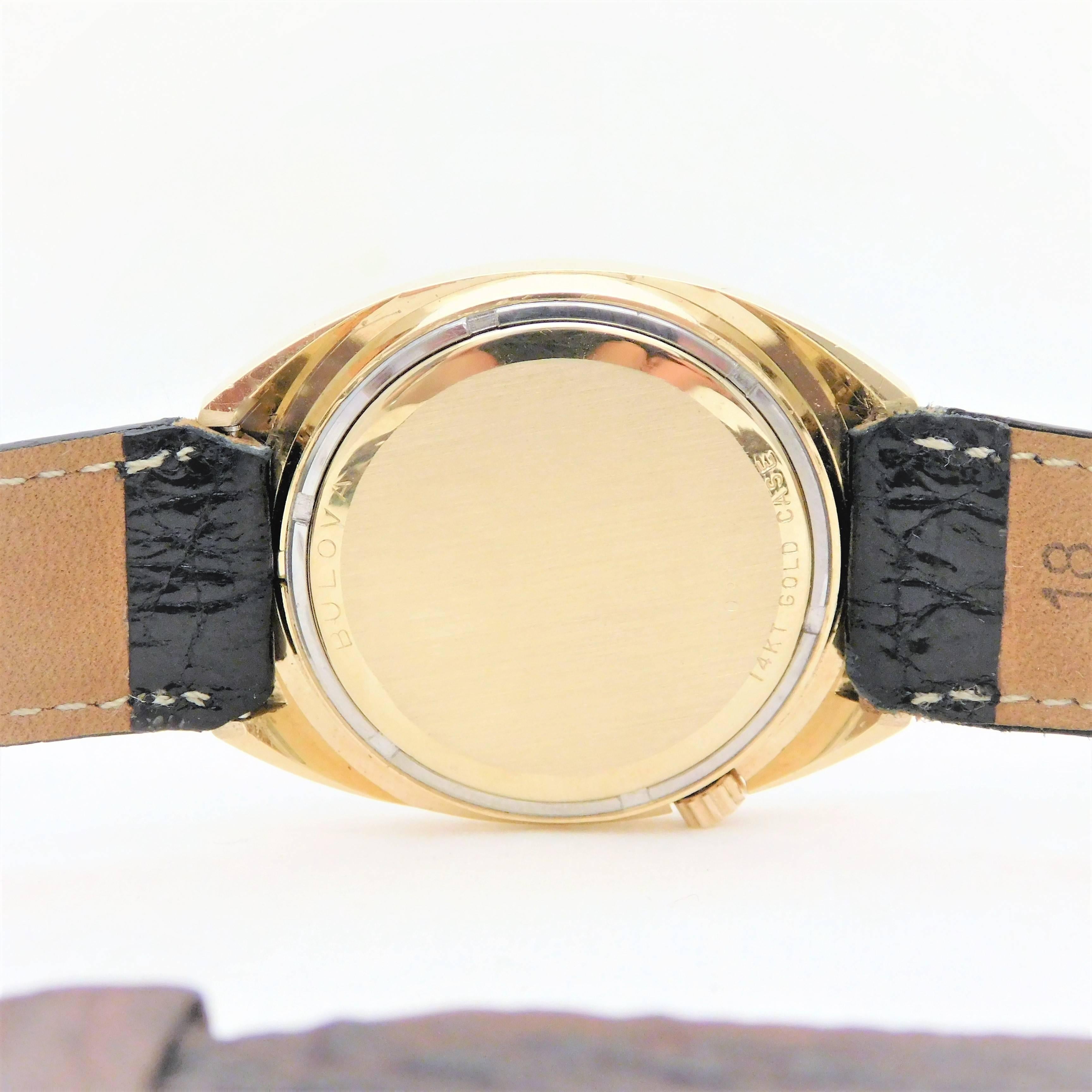 Bulova Yellow Gold Accutron Vintage Day Date Wristwatch, 1970s 4