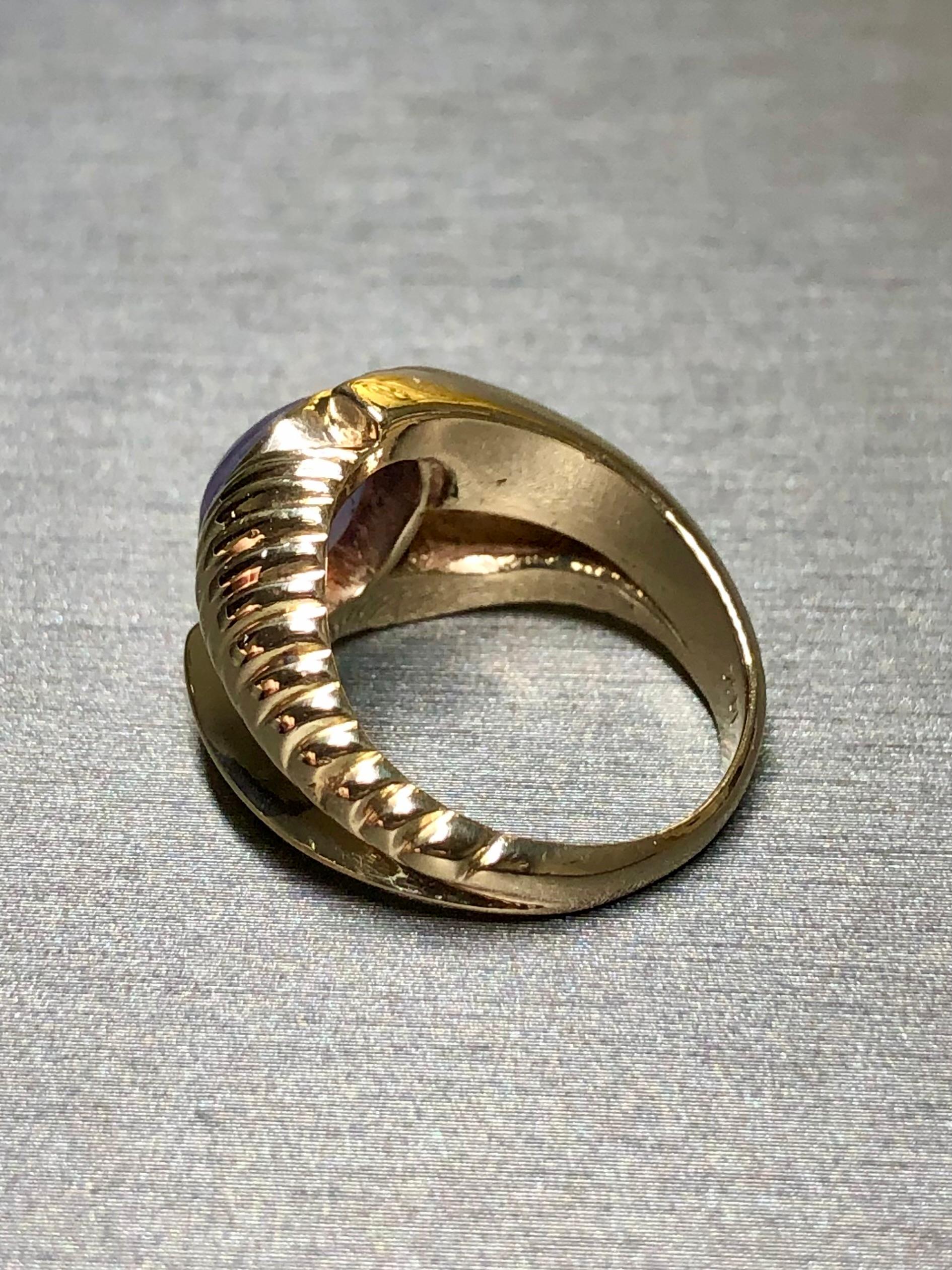 Women's or Men's Vintage 14K Cabochon NO HEAT Star Sapphire Retro Statement Ring 3.50ct Sz 5.75 For Sale