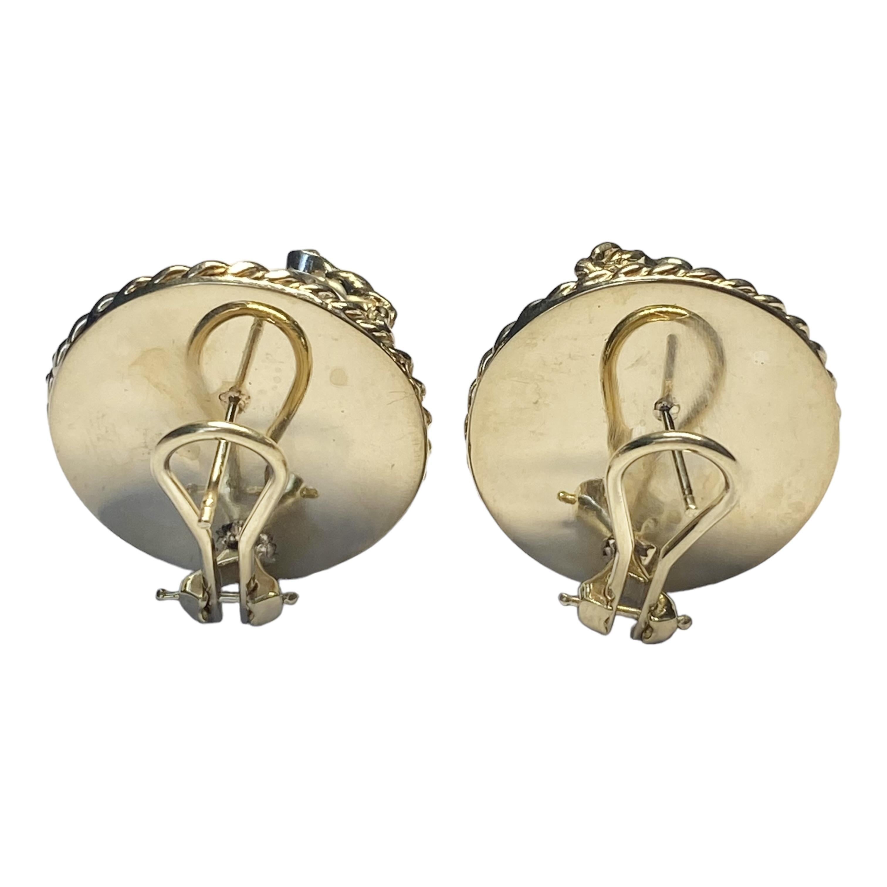 Contemporary Vintage 14K Cultured Mabe Pearl & Diamond Earrings