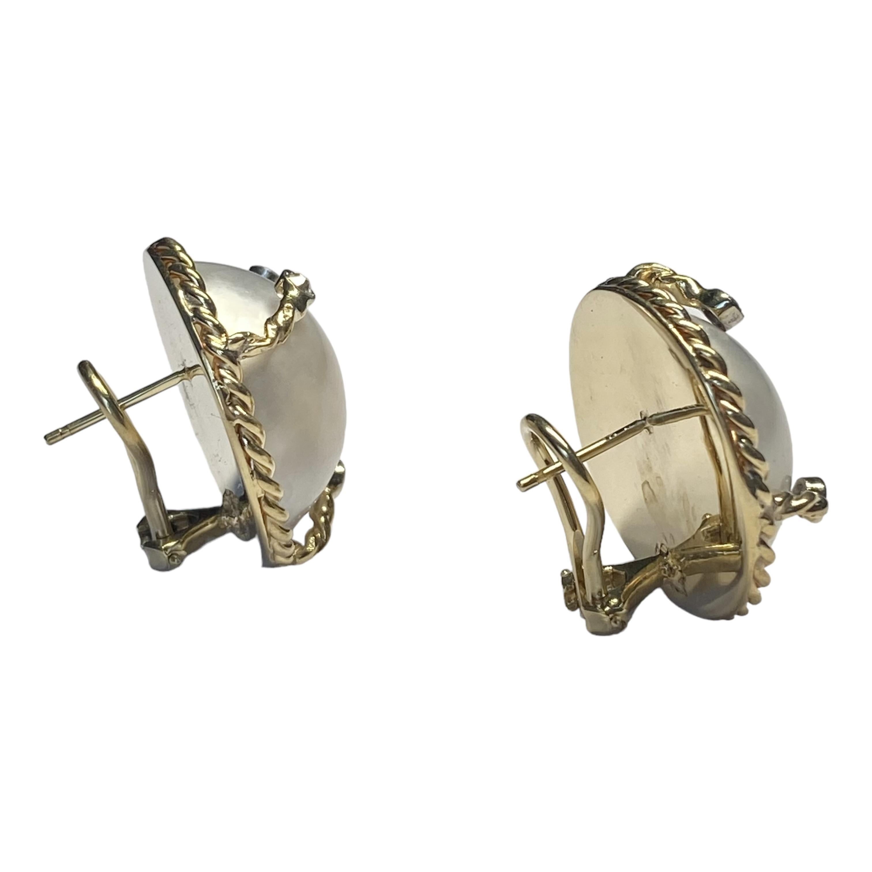 Mixed Cut Vintage 14K Cultured Mabe Pearl & Diamond Earrings