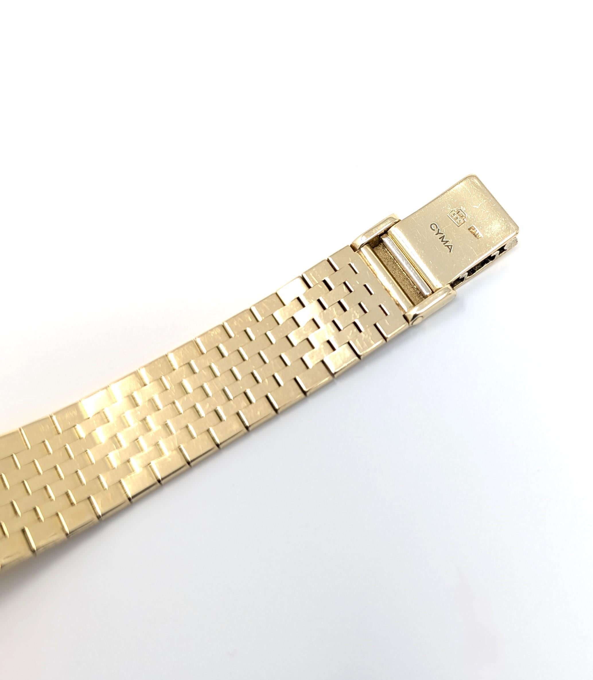 Vintage 14k Cyma Ladies Watch Diamonds 585 Italy Solid Yellow Gold Swiss Quartz 3