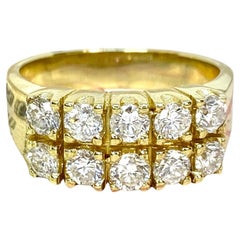 Anillo vintage de diamantes en doble fila de 14 quilates