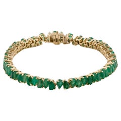 Vintage 14K Emerald Bracelet - 10.26ctw, Green Gemstone, Period Jewelry