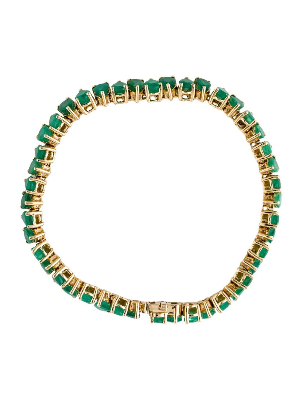 Vintage 14K Emerald Bracelet - 15.10ctw, Green Gemstone, Elegant Design, Luxury In New Condition For Sale In Holtsville, NY