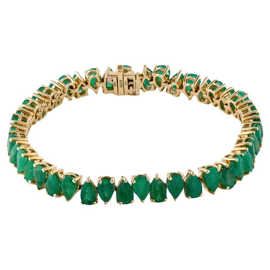Vintage 14K Emerald Bracelet - 15.10ctw, Green Gemstone, Elegant Design, Luxury For Sale
