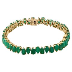 Vintage 14K Emerald Bracelet - 15.10ctw, Green Gemstone, Elegant Design, Luxury