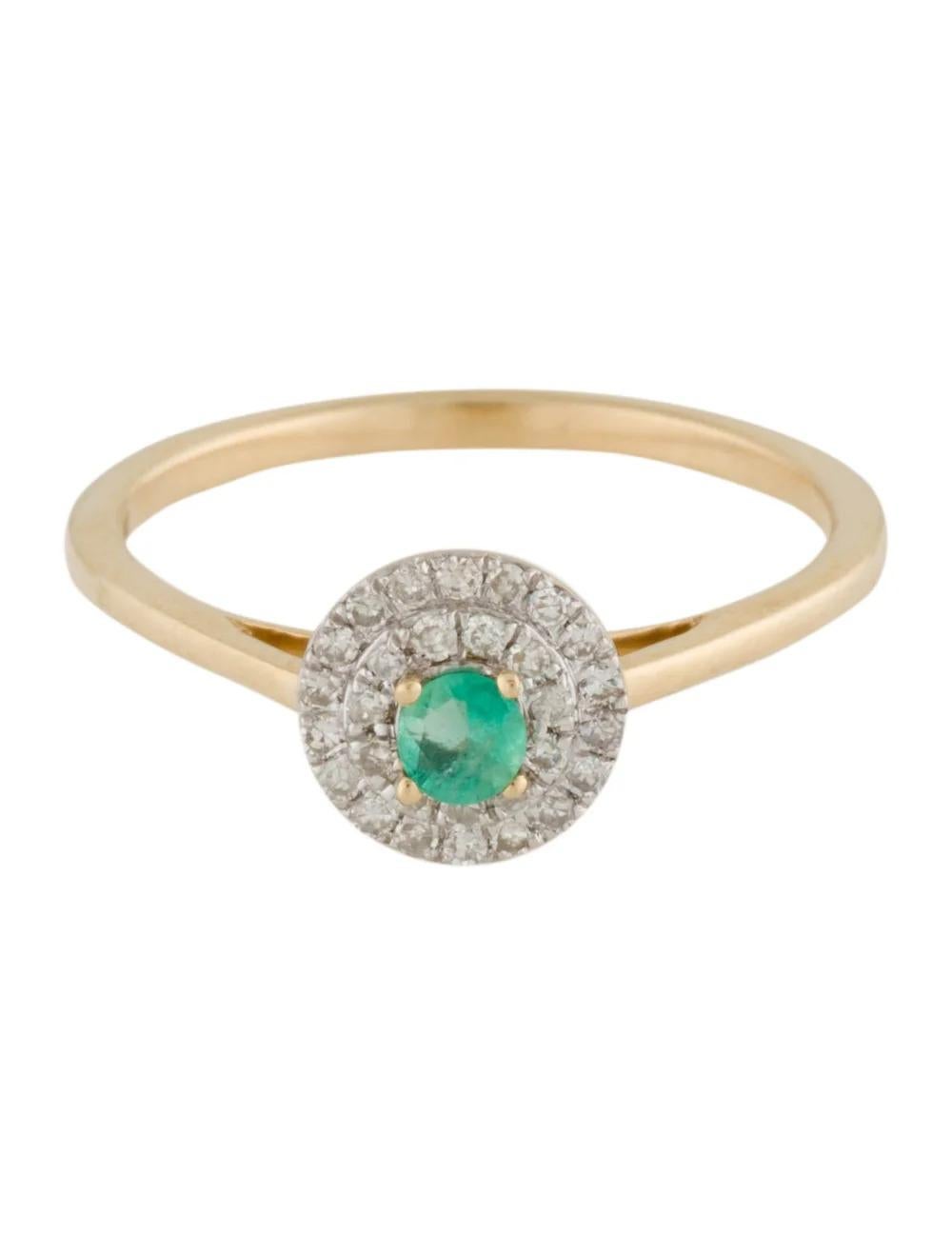 Round Cut Vintage 14K Emerald Diamond Cocktail Ring Size 6.5 - Fine Jewelry, Luxury Piece For Sale